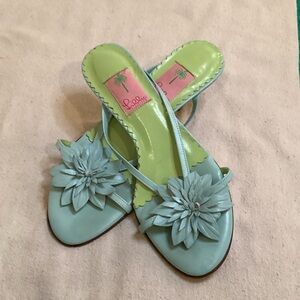 Lilly Pulitzer Aqua and Mint Floral Heels
